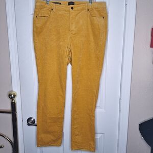 Talbots Mustard Corduroy Straight Leg Pants Size 14W